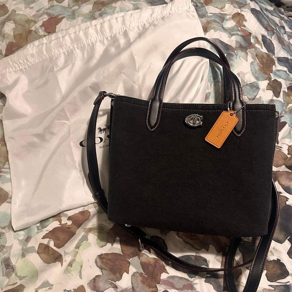 NWT Coach Willow 24 Black Denim Tote